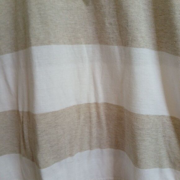 Roebuck & Co Polo Shirt Mens Large TAN White Striped Short Sleeve NWT - Picture 7 of 16